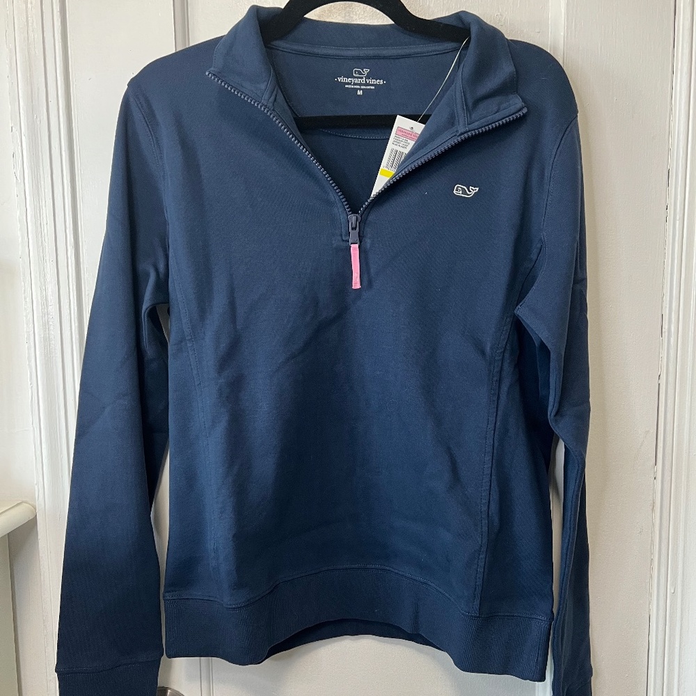Vineyard Vines Fashion Knits Jersey Pullover Sweatshirt 1/4 Zip - Navy - Medium